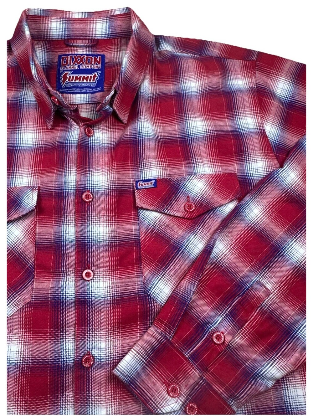 Dixxon Summit Racing Red/White/Blue Plaid Flannel Shirt Men’s 3XL Button Pockets